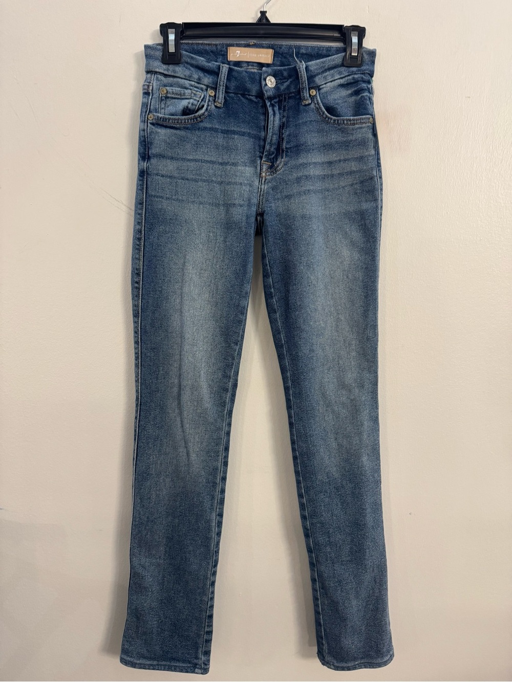 7 For All Mankind Women's Blue Slim Straight Jeans